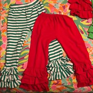 2 Pair of ruffle pants size 4T GUC